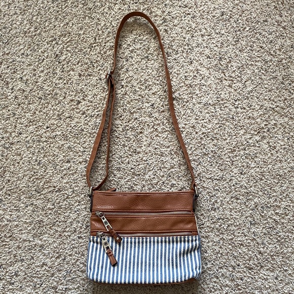 Walmart Handbags - Tan and Blue Crossbody Bag